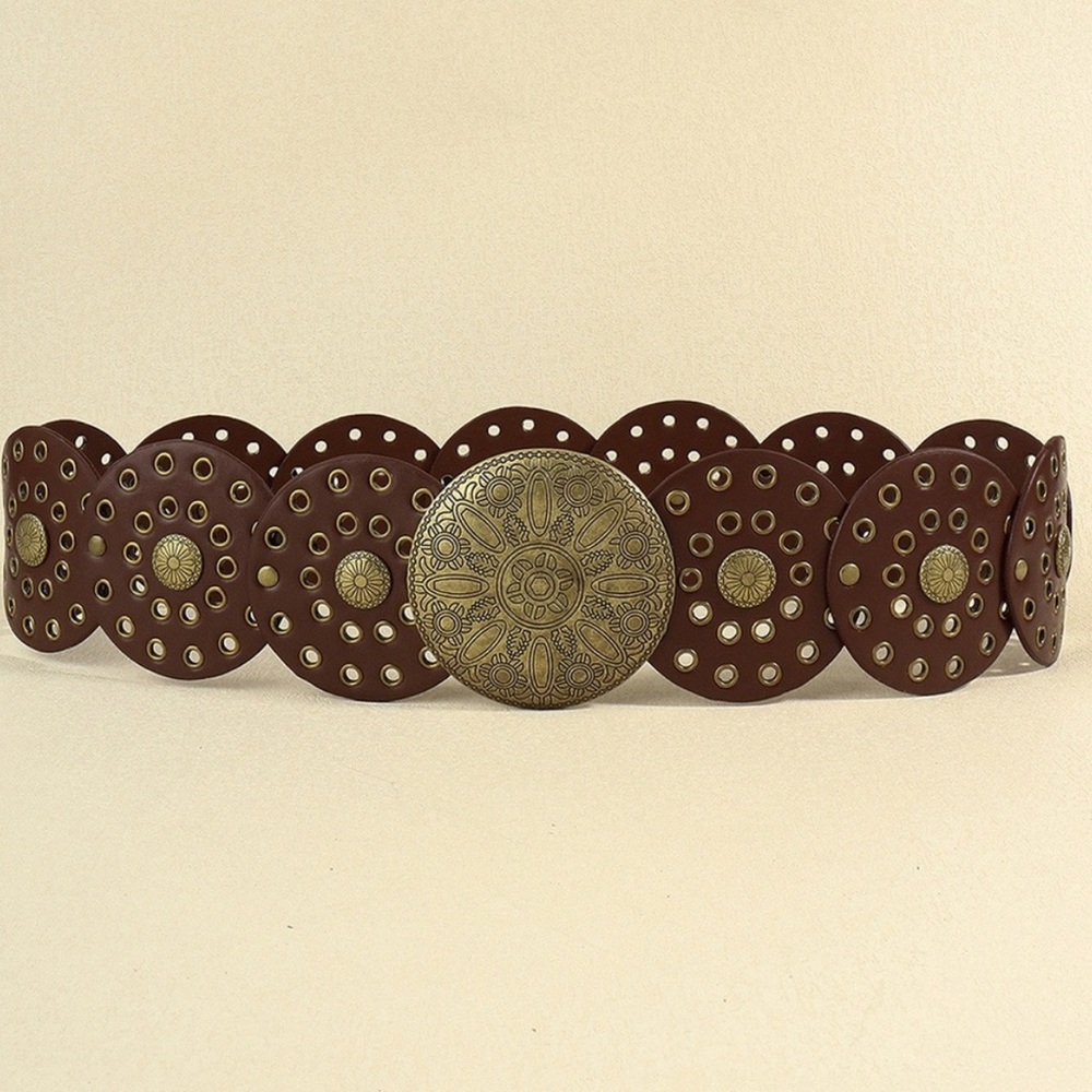 Bohemian Embroidered Disc Leather Belt - Picture 1 of 3